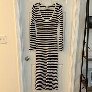 A New Day Striped Black and White Sweater Maxi Dress